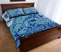 Hawaii Dolphin Couple Valentine's Hibiscus Quilt Bed Set - Tender Style - AH - Polynesian Pride