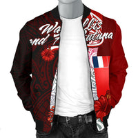 Wallis and Futuna Polynesian Men's Bomber Jacket - Coat Of Arm With Hibiscus - Polynesian Pride