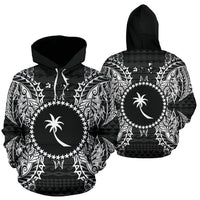 Chuuk Polynesian ll Over Hoodie Map Black Unisex Black - Polynesian Pride