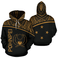 Pohnpei All Over Hoodie Micronesia Curve Gold Style Unisex Gold - Polynesian Pride