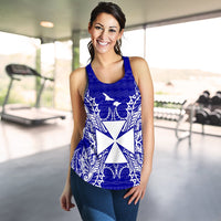 Wallis And Futuna Polynesian Women Tank Top Map Blue - Polynesian Pride
