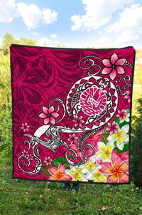 Tahiti Premium Quilt - Turtle Plumeria (Pink) - Polynesian Pride