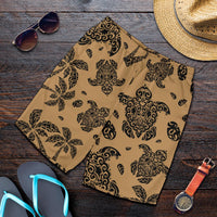 Polynesian Turtle Palm And Sea Pebbles Gold Men's Short - Polynesian Pride