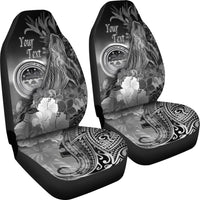 Federated States of Micronesia Custom Personalised Car Seat - Humpback Whale with Tropical Flowers (White) - Polynesian Pride