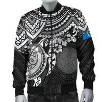 Northern Mariana Islands Polynesian Bomber Jacket (Men) - White Turtle - Polynesian Pride
