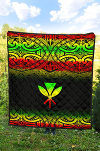 Hawaii Premium Quilt - Reggae Kanaka Maoli Polynesian Tattoo & Black Frog - Polynesian Pride