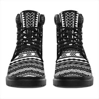 Society Islands Leather Boots - Polynesian Black Chief Version - Polynesian Pride