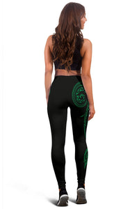 Hawaii State Tattoo Swirly Green Polynesian Women's Leggings - Polynesian Pride