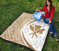 Hawaii Kanaka Polynesian White Premium Quilt - Circle Style - Polynesian Pride