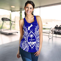 Guam Polynesian Women Tank Top Map Blue - Polynesian Pride