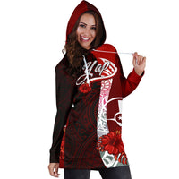 Yap Polynesian Hoodie Dress - Coat Of Arm With Hibiscus - Polynesian Pride