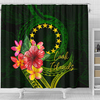 Cook Islands Polynesian Shower Curtain - Floral With Seal Flag Color - Polynesian Pride