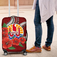 Tahiti Polynesian Luggage Covers - Hibiscus Coat of Arm Red - Polynesian Pride