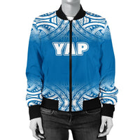 Yap Women's Bomber Jacket - Fog Blue Style - Polynesian Pride
