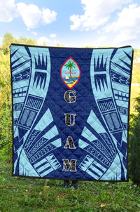 Guam Premium Quilt - Guam Coat Of Arms Polynesian Pale Blue Tattoo - Polynesian Pride