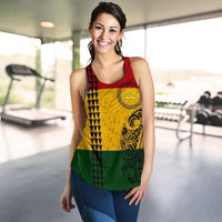 Hawaii Kanaka Flag Polynesian Personalized Women's Racerback Tank - Mauna Kea Protectors - Polynesian Pride