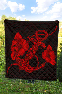 Anchor Red Poly Tribal Premium Quilt - Polynesian Pride
