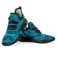 American Samoa Polynesian Tattoo Mesh Knit Sneakers Blue - Polynesian Pride
