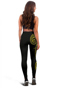 Hawaii State Tattoo Swirly Yellow Polynesian Women's Leggings - Polynesian Pride