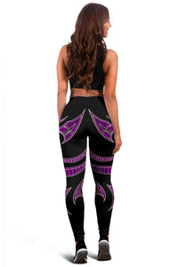 Hawaii Tribal Polynesian Women's Leggings - Purple - Juno Style - AH - Polynesian Pride