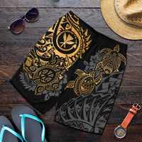 Polynesian Hawaii (Kanaka Maoli) Men's Short - Gold Turtle Hibiscus Flowing Gold - Polynesian Pride