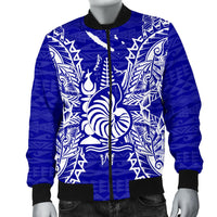 New Caledonia Polynesian Men's Bomber Jacket Map Blue - Polynesian Pride