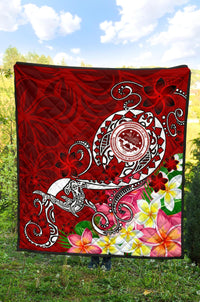 FSM Premium Quilt - Turtle Plumeria (RED) - Polynesian Pride