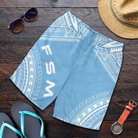 Federated States of Micronesia Men's Shorts - Polynesian Chief Flag Version Blue - Polynesian Pride