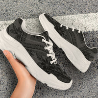 Polynesian Plumeria Mix Gray Black Chunky Sneakers - Polynesian Pride