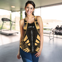 Society Islands Women Racerback Tank - Polynesian Tattoo Gold - Polynesian Pride