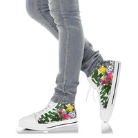 Tokelau High Top Shoes White - Turtle Plumeria Banana Leaf - Polynesian Pride
