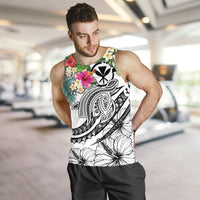 Polynesian Hawaii Kanaka Maoli Men's Tank Top - Summer Plumeria (White) White - Polynesian Pride