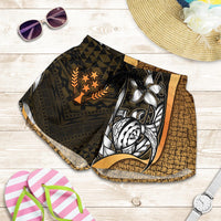 Kosrae Micronesia Women's Shorts Gold - Turtle With Hook - Polynesian Pride