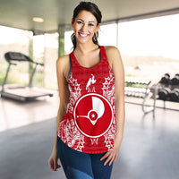 Yap Polynesian Women Tank Top Map Red White - Polynesian Pride