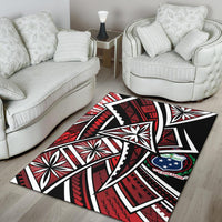 Samoa Area Rug - Tribal Flower Special Pattern Red Color - Polynesian Pride