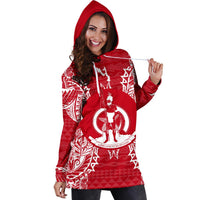 Vanuatu Polynesian Hoodie Dress Map Red White - Polynesian Pride