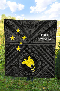 Papua New Guinea Premium Quilt - Flag With Polynesian Patterns (Black) - Polynesian Pride