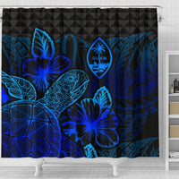 Guam Shower Curtain Turtle Hibiscus Blue - Polynesian Pride