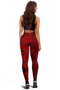 Polynesian Maori Lauhala Red Hawaii Women's Leggings AH - Polynesian Pride
