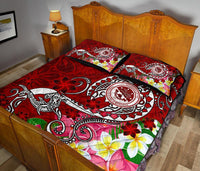 FSM Quilt Bed Set - Turtle Plumeria (Red) - Polynesian Pride