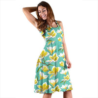 Hawaii Tropical Plumeria Blue Midi Dress - Polynesian Pride