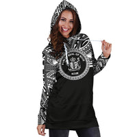 Niue Women Hoodie Dress - Niue Coat Of Arms Polynesian Black Color - Polynesian Pride