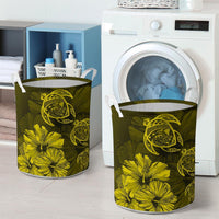 Hibiscus Turtles Hawaii Laundry Basket Yellow AH - Polynesian Pride