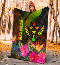 Kosrae Polynesian Premium Blanket - Hibiscus and Banana Leaves - Polynesian Pride