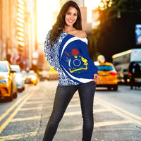 Cook Islands Women's Off Shoulder Sweater - Circle Style 07 - Polynesian Pride