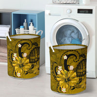Hibiscus Plumeria Polynesian Turtle Hawaii Laundry Basket Yellow AH - Polynesian Pride