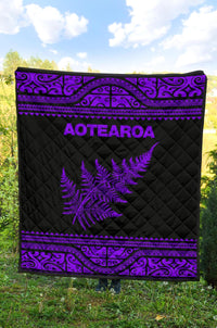 Aotearoa New Zealand Maori Premium Quilt Silver Fern - Purple - Polynesian Pride
