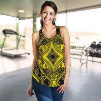 Polynesian Plumeria Mix Yellow Black Women's Racerback Tank Top - Polynesian Pride
