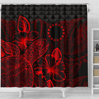 Cook Islands Shower Curtain Turtle Hibiscus Red - Polynesian Pride