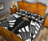 Tokelau Quilt Bed Set - Tokelau Coat Of Arms White Tattoo Style - Polynesian Pride
